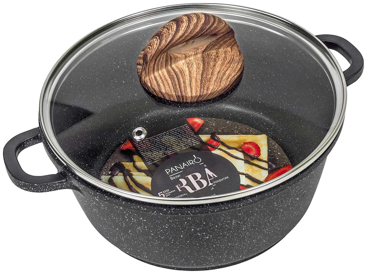 Кастрюля Panairo ECO induction с крышкой и литыми ручками, 3 л, индукция (ECO-KAS-3-AL-K.wd-I)