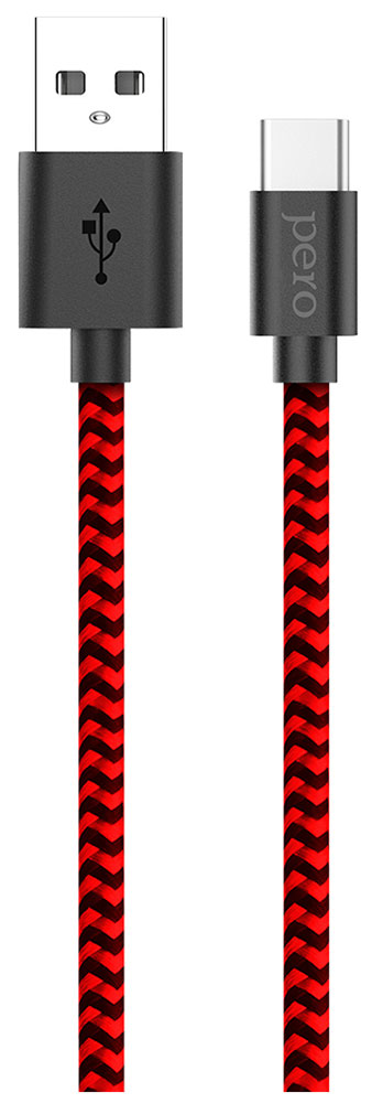 Дата-кабель Pero DC-04 Type-C 3А 1м Red-black Fast Charge