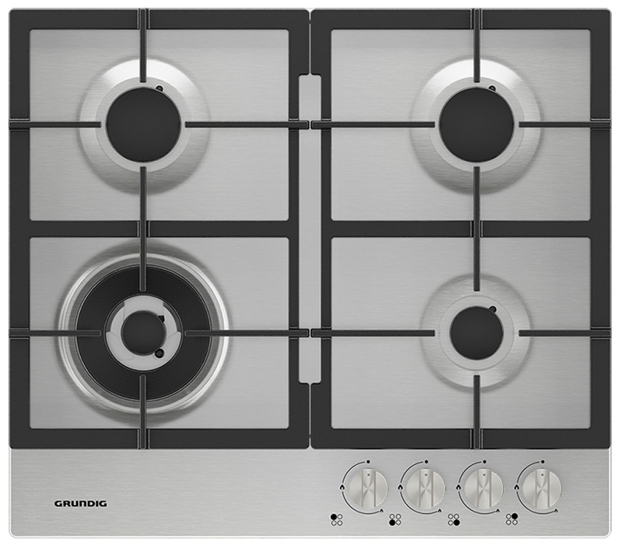 Газовая варочная панель Grundig GIGA 6234250 X, нержавеющая сталь,4 конфорки