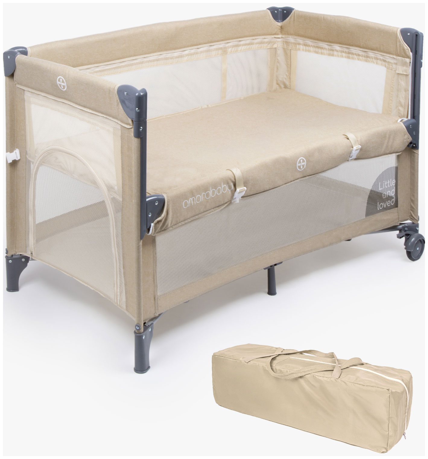 Манеж-кровать Amarobaby TRANSFORM Classic, бежевый (AMARO-26TrC/03)
