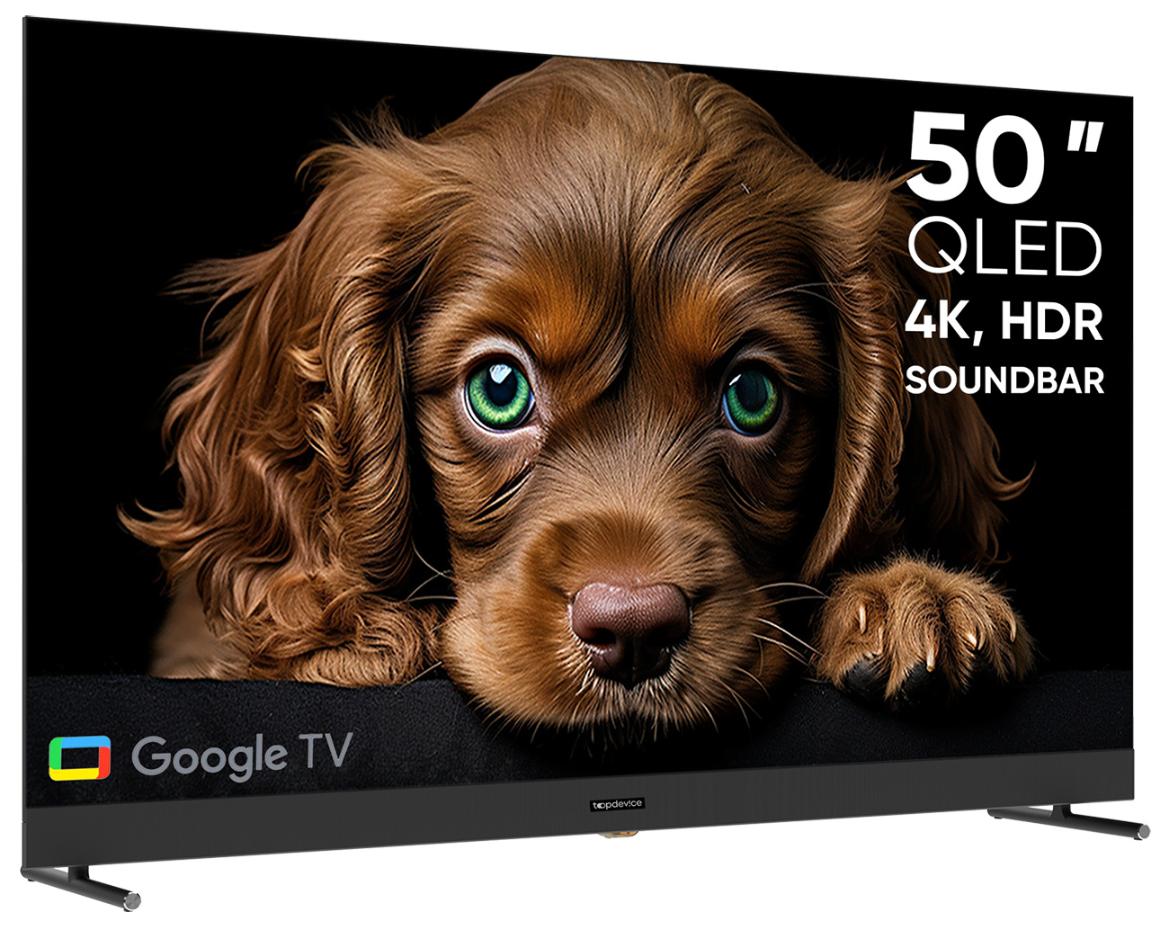 Телевизор Topdevice TV 50" QLED DQ08, c Google TV и саундбаром, 4K UHD (TDTV50DQ08U_BK), черный