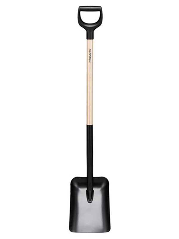 Лопата совковая Fiskars с деревянным черенком и ручкой (1066723)