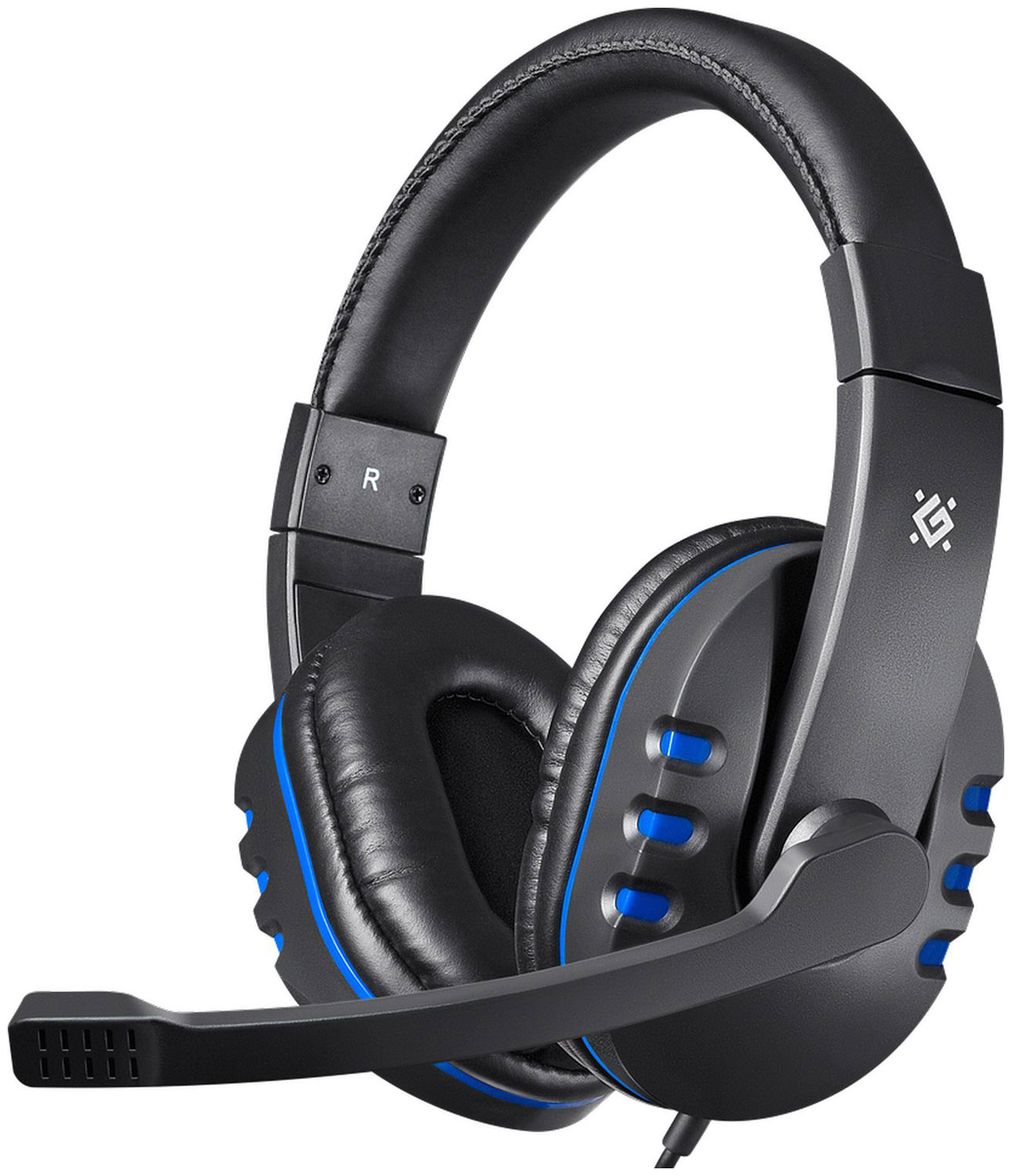 Игровая гарнитура Defender Warhead G-160 черный синий, кабель 2,5 м (64118)