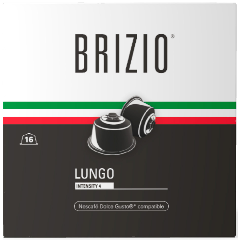 Кофе в капсулах Brizio Lungo для системы Dolce Gusto, 16 капсул