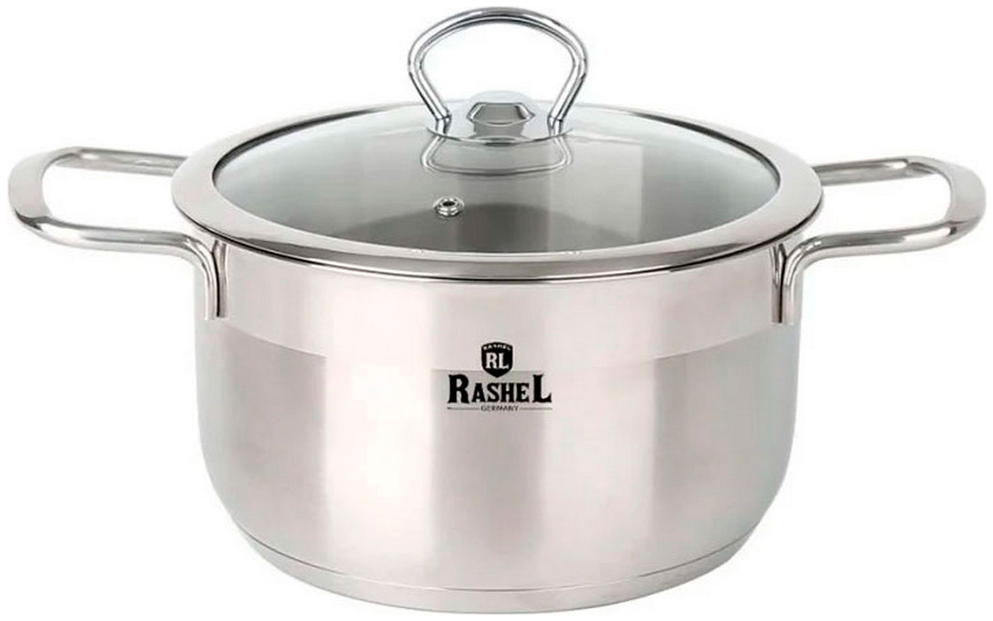 Кастрюля Rashel R-15s 1.5л из нержавеющей стали, со стеклянной крышкой, 16х8 см