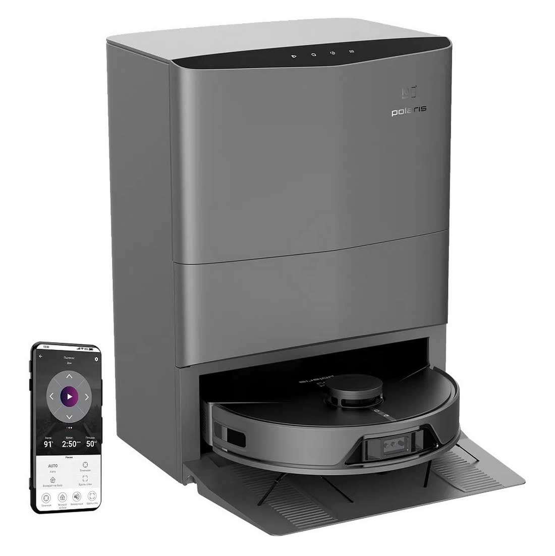 Робот-пылесос Polaris PVCRAC 7750 WIFI IQ Home, станция самоочистки, графитовый