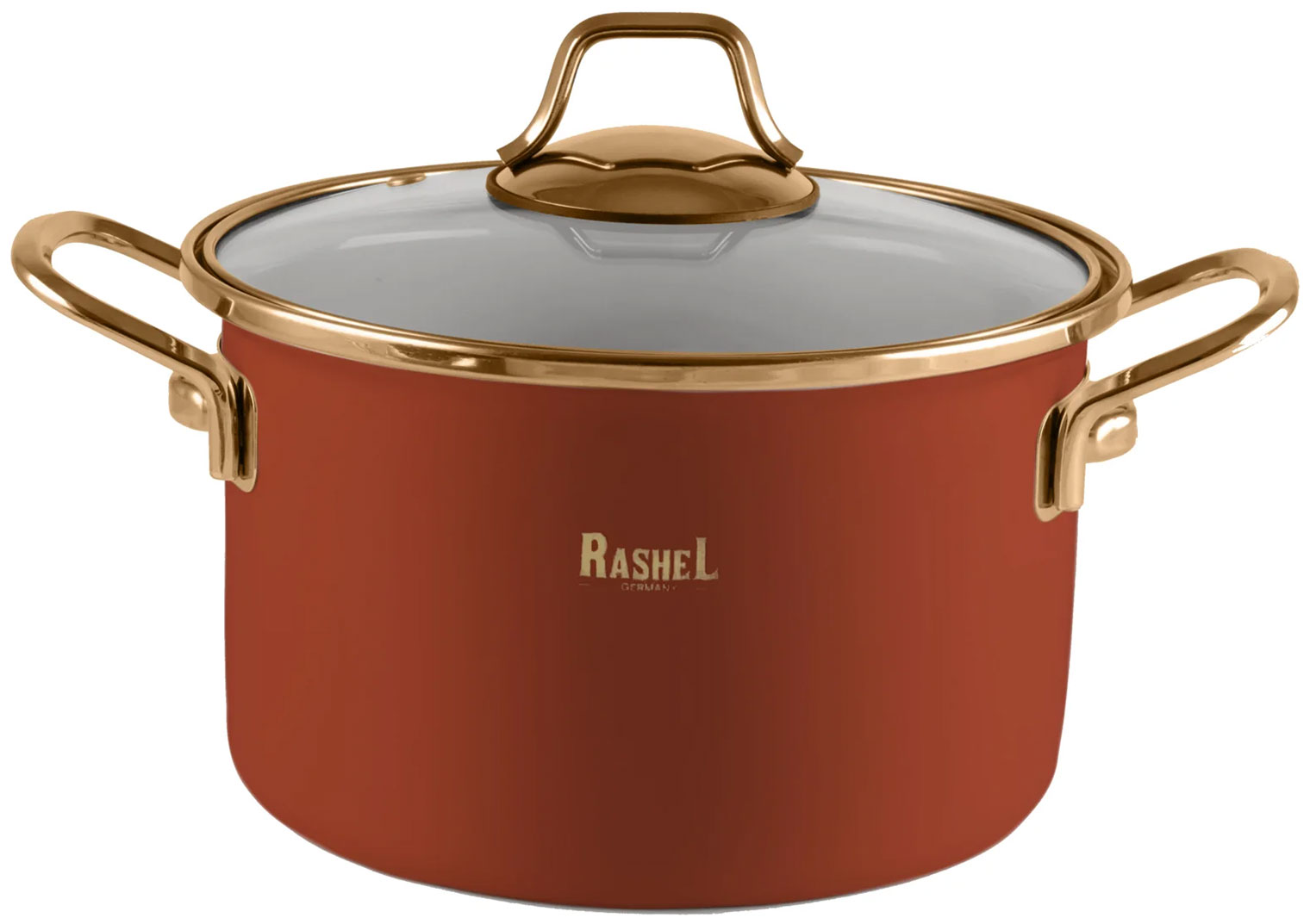 Кастрюля Rashel R-03322, 5 л, эмалированная, золото/оранжевый