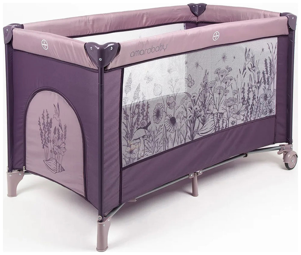 Кровать-манеж Amarobaby MULTIFORM Flowers фиолетовый (AMARO-26MFL-F)