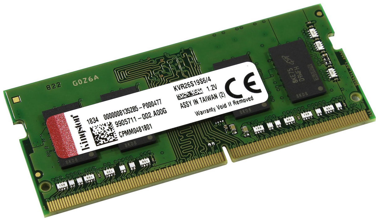 Оперативная память Kingston SO-DIMM DDR4 4GB 2666MHz (KVR26S19S6/4)