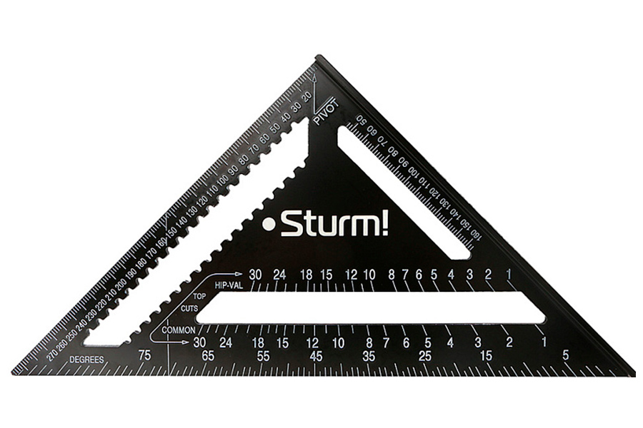 Угольник Sturm! 2020-07-300, 300 мм, алюминиевый сплав, черная оксидация, белая шкала