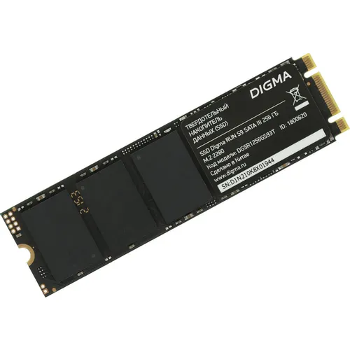 SSD накопитель Digma Run S9 DGSR1256GS93T 256ГБ, M.2 2280, SATA III, M.2, rtl