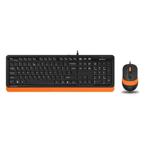 Комплект (клавиатура+мышь) A4TECH Fstyler F1010, USB, проводной, черный и оранжевый [f1010 orange]