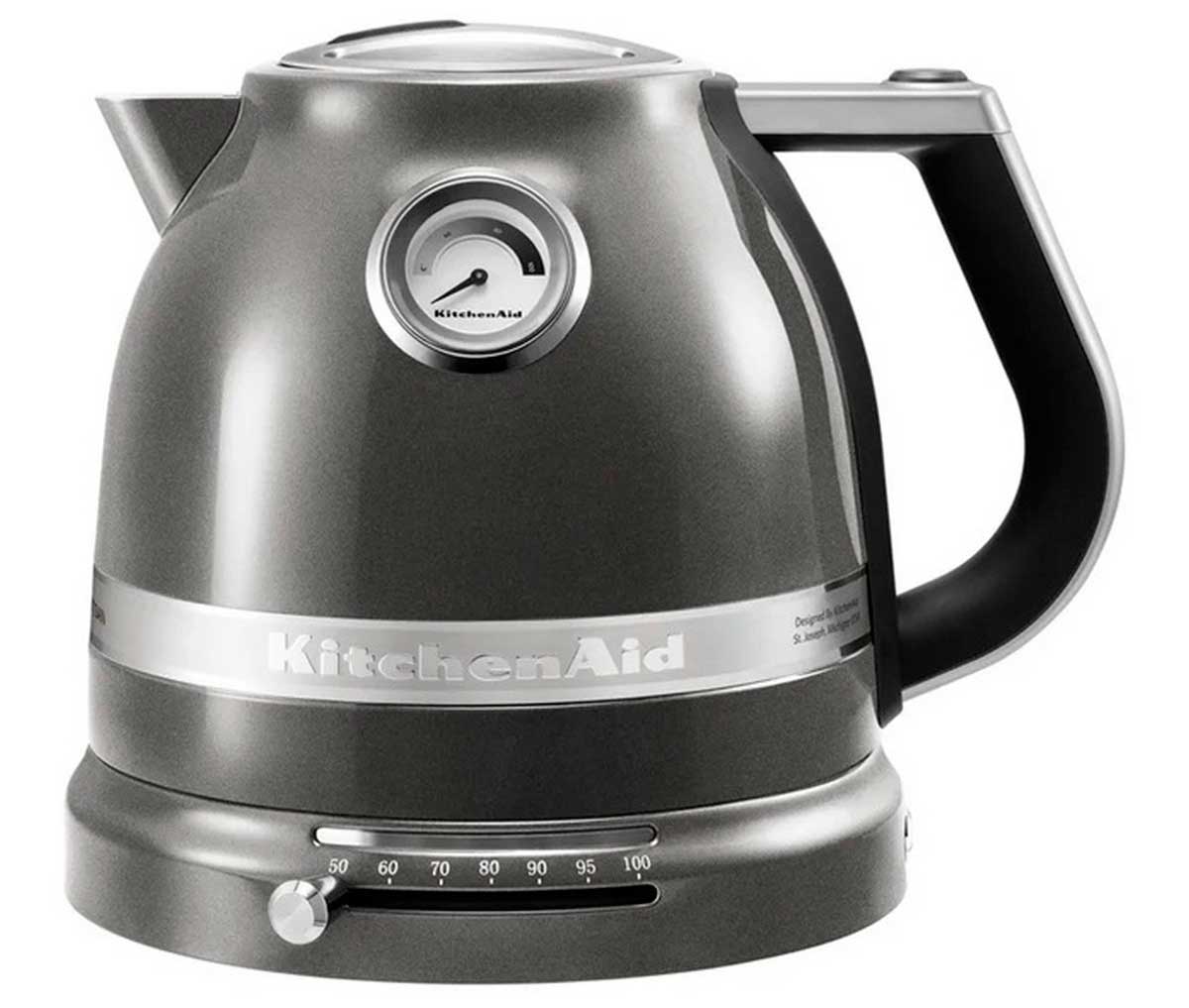 Чайник электрический KitchenAid 5KEK1522EMS, мощность 2400 Вт, индикация температуры