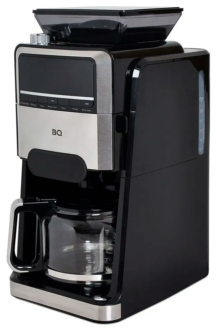 Кофеварка капельная BQ CM3002, со встроенной кофемолкой, черный/стальной