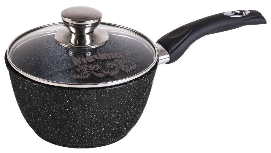 Ковш Мечта Гранит Black 1,7л со стеклянной крышкой, арт. 82802