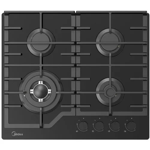 Газовая варочная панель Midea MG593TGB, 4 конфорки, закаленное стекло, черный