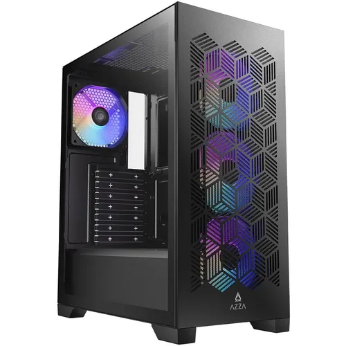 Корпус ATX AZZA Aerohex, Midi-Tower, без БП, черный [csaz-203a03]