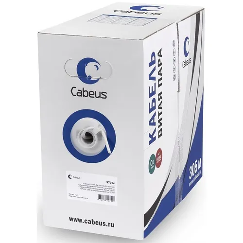Кабель информационный CABEUS UTP-4P-Cat.5e-SOLID-LSZH-GY, кат.5E, 305м, серый