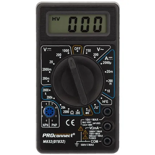 Мультиметр цифровой PROCONNECT M832 DT832, ручной [13-3012]