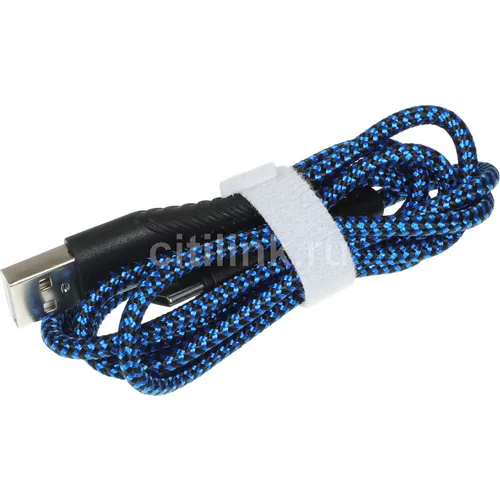 Кабель BORASCO Fishbone, USB Type-C (m) - USB (m), 1м, 3A, синий [38505]
