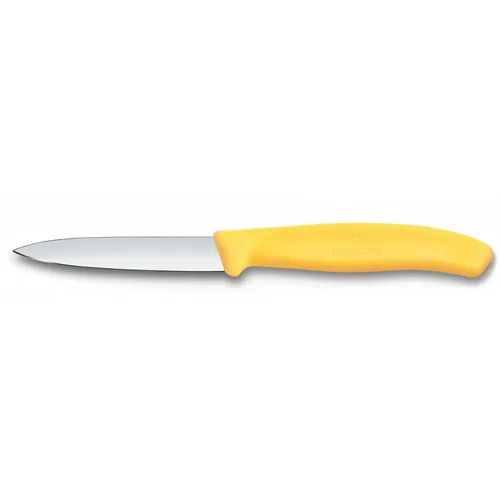 Нож кухонный Victorinox Swiss Classic, универсальный, для чистки овощей и фруктов, 80мм, заточка прямая, стальной, желтый [6.7608.c1]