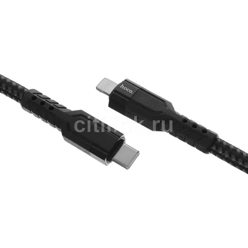 Кабель Hoco U110 iP PD, Lightning (m) - USB Type-C (m), 1.2м, 3A, черный