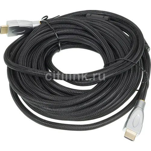 Кабель аудио-видео HDMI (m) - HDMI (m), ver 1.4, 10м, GOLD, ф/фильтр, черный