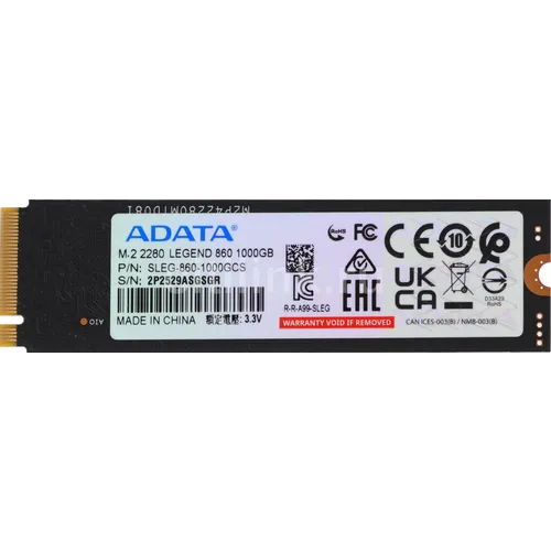 SSD накопитель A-Data Legend 860 1ТБ, M.2 2280, PCIe 4.0 x4, NVMe, M.2 [sleg-860-1000gcs]