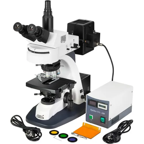 Микроскоп LEVENHUK MED Pro 600 Fluo, световой/оптический/биологический, 40-400x, на 6 объективов, белый/черный [73383]