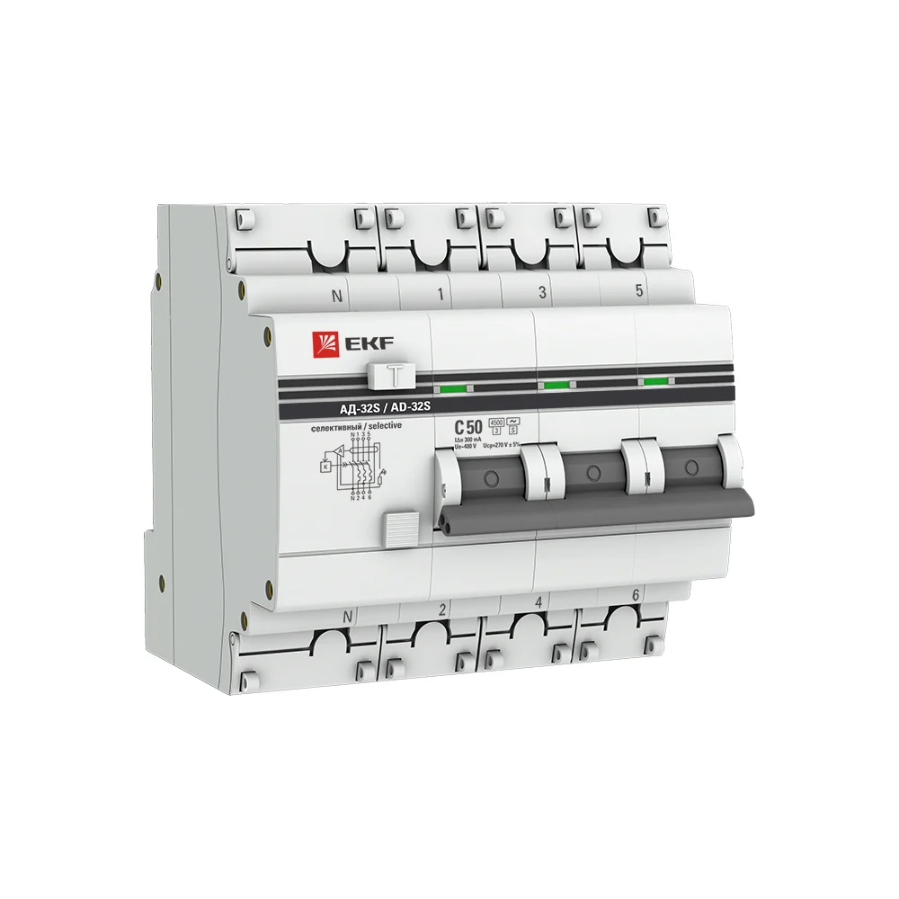 Дифференциальный автомат EKF АД-32 PROxima DA32-50-300S-4P-pro