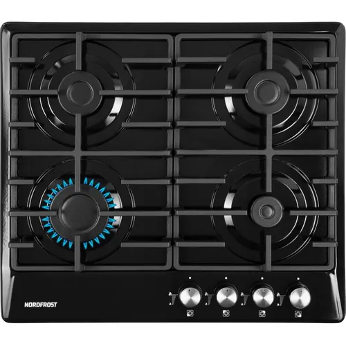 Газовая варочная панель NORDFROST HS 6043 B, 4 конфорки, металл, черный