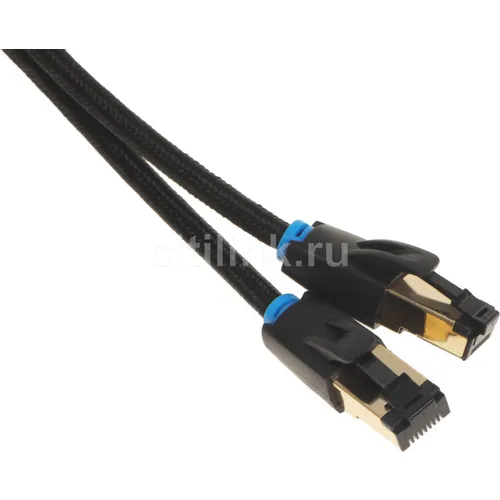 Патч-корд VENTION IKGBD литой (molded), STP, кат.8, 0.5м, 4 пары, 30AWG, медь, многожильный, черный