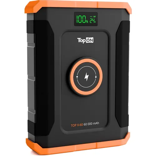 Электростанция портативная TopON TOP-X60 60000mAh 10A QC3.0/PD 3xUSB беспров.зар. черный/оранжевый (