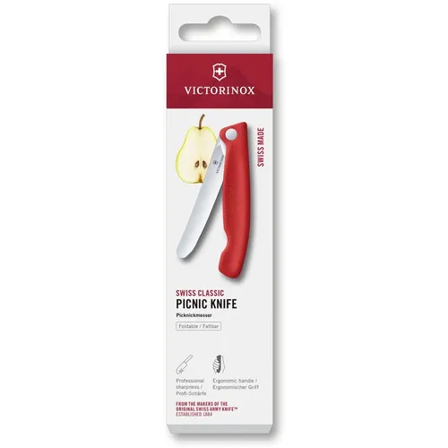 Нож кухонный Victorinox Swiss Classic 6.7801.FC1, универсальный, для овощей, 110мм, заточка прямая, стальной, красный