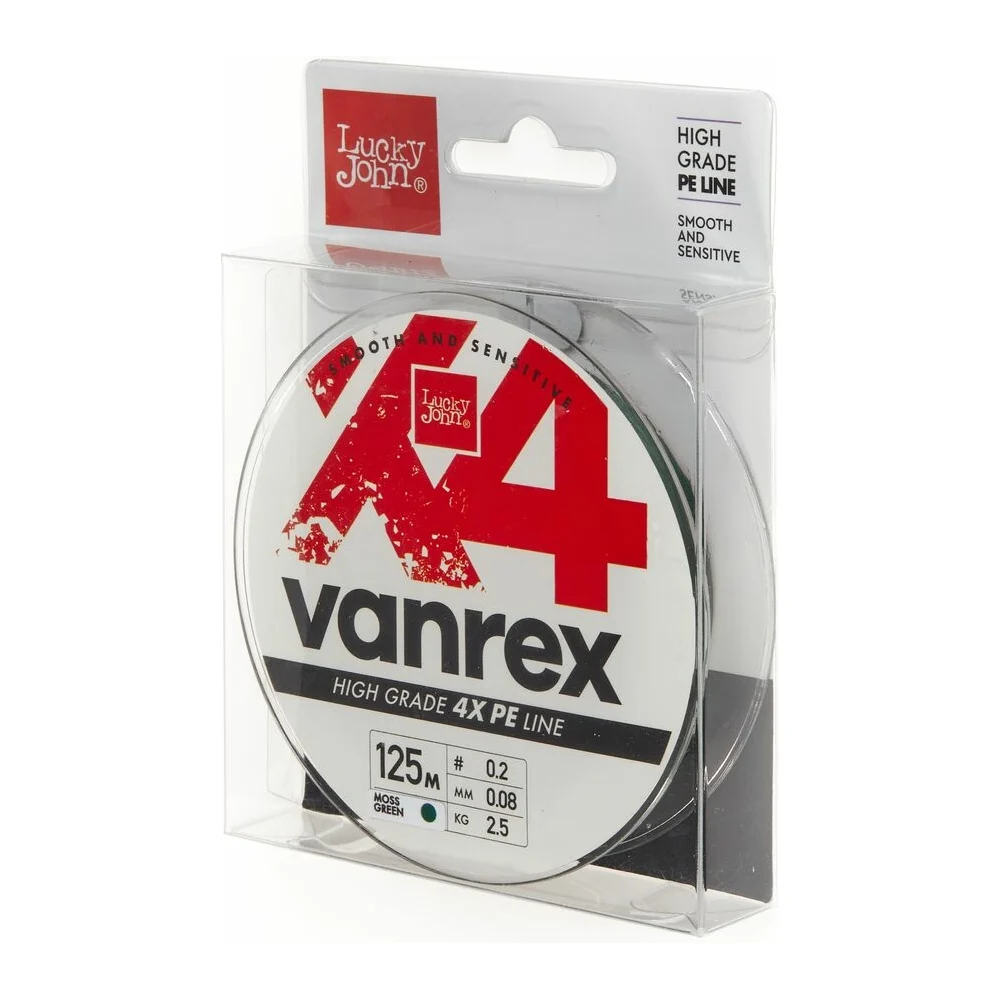 Плетеная леска Lucky John Vanrex х4 BRAID Moss Green 125/008 LJ4114-008