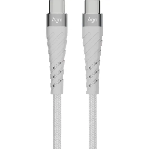 Кабель AGNI UC412-24-100W-СС, USB Type-C (m) - USB Type-C (m), 1м, 5A, белый