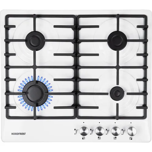 Газовая варочная панель NORDFROST HS 6043 W, 4 конфорки, металл, белый