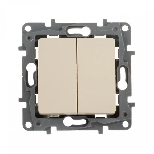 Выключатель Legrand Etika 2-клавишный, установка скрытая, IP20, слоновая кость [672302]
