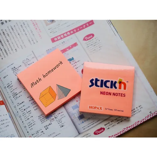 Блок самоклеящийся бумажный STICK`N 21166, 76x76, 100 л, неон, розовый 12 шт./кор.