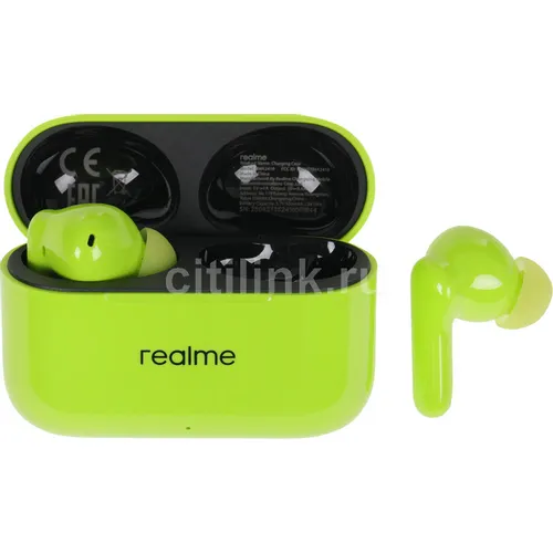 Наушники REALME Buds T200, Bluetooth, внутриканальные, зеленый [6941764462090]