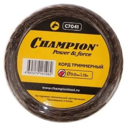 Леска для садовых триммеров CHAMPION C7041, 3.0мм, 12м