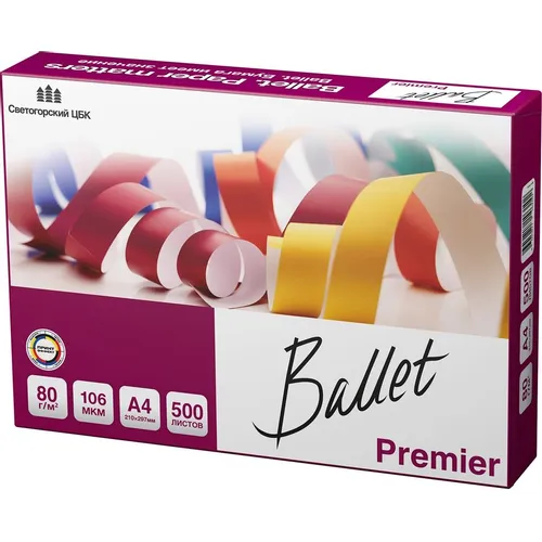 Бумага BALLET Premier A, A4, для лазерной печати, 500л, 80г/м2, белый, покрытие матовое /матовое 5 шт./кор.