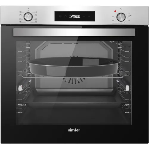 Духовой шкаф электрический Simfer B6EM69070, 80л, дверца с 3 стеклами, нержавеющая сталь