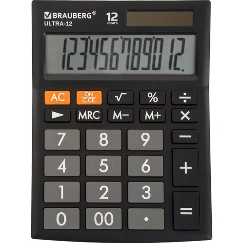 Калькулятор BRAUBERG Ultra, 12-разрядный, черный
