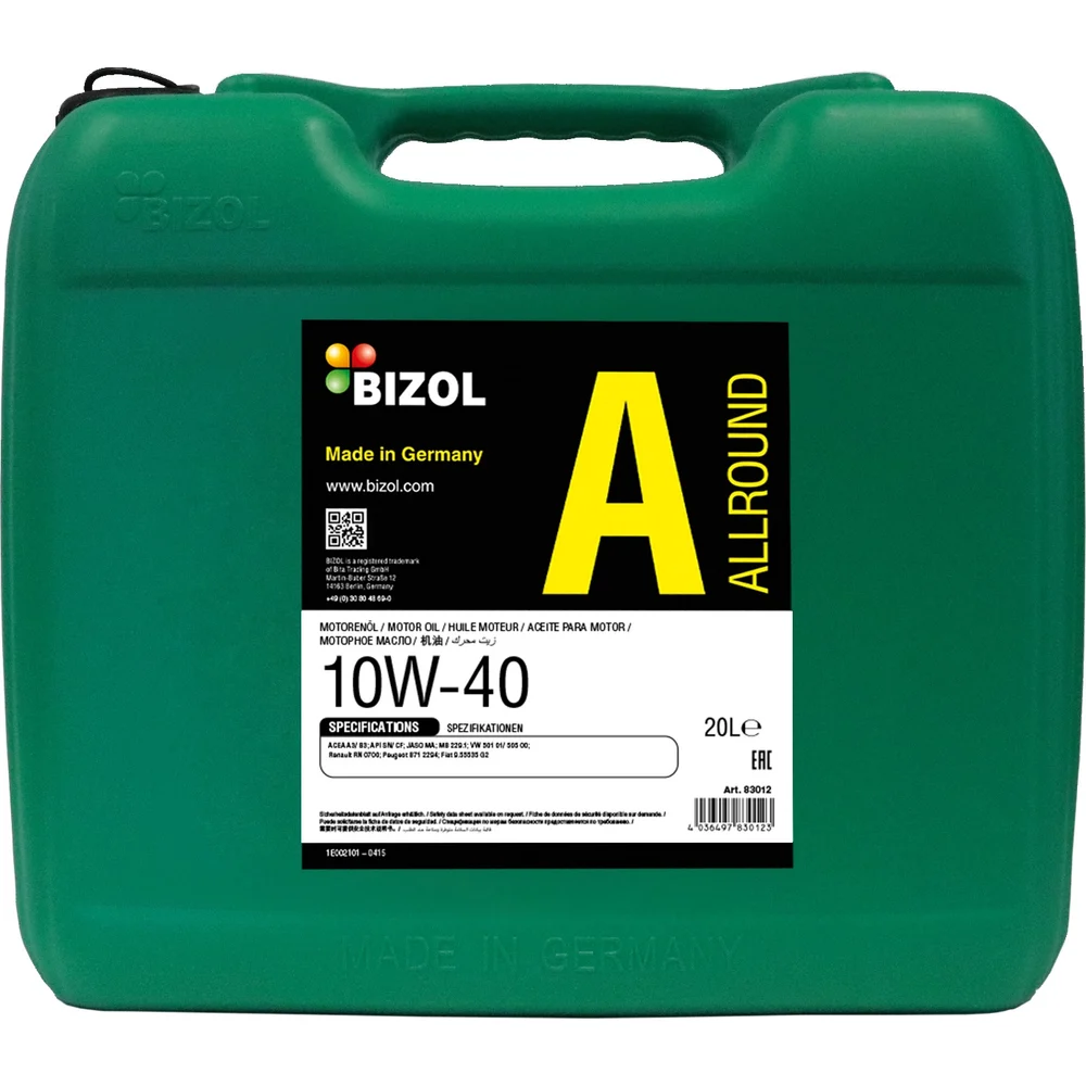 Синтетическое моторное масло Bizol НС- Allround 10W-40 SN A3/B4 MA 83012
