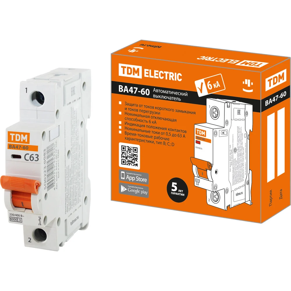 Автоматический выключатель TDM ELECTRIC ВА47-60 SQ0223-0083
