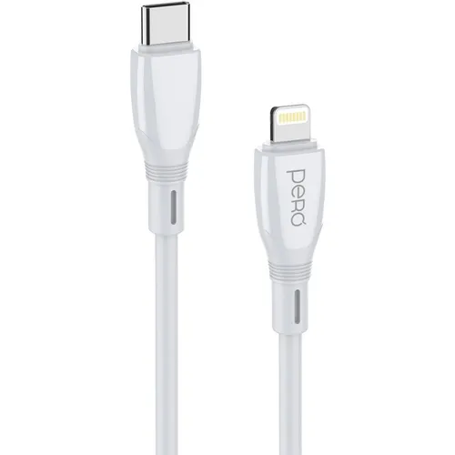Кабель PERO DC-11, Lightning (m) - USB Type-C (m), 1м, 3A, белый