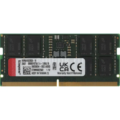 Оперативная память Kingston Valueram KVR64V52BS8-16 DDR5 - 1x 16ГБ 6400МГц, для ноутбуков (SO-DIMM), Ret