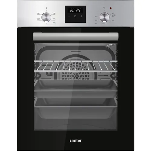 Духовой шкаф электрический Simfer B4EM56055, 47л, дверца с 2 стеклами, нержавеющая сталь/черный