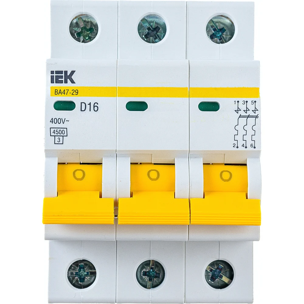 Автомат IEK ВА47-29 3п, D, 16А, 4.5кА MVA20-3-016-D